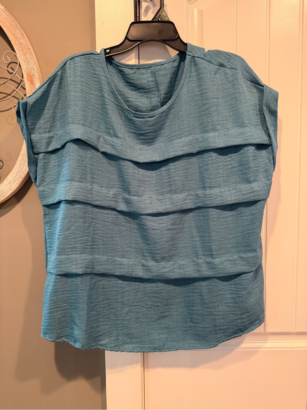 Women's Layered Short-Sleeve Top — Teal Blue
